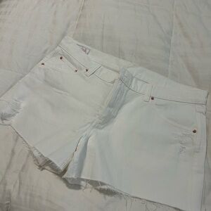 GAP White Frayed Hem Denim Shorts